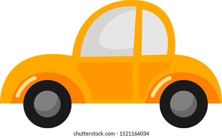 Auto amarillo, ilustración, vector sobre fondo blanco.