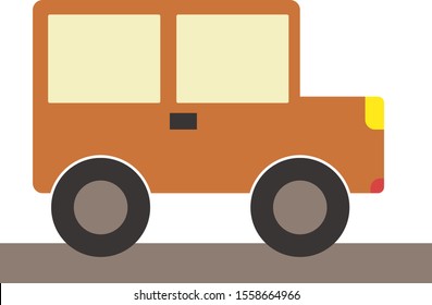 Yellow car, illustration, vector on white background.
