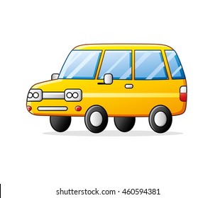 Yellow car isolated.