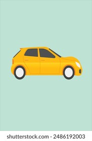 Coche amarillo con fondo verde claro