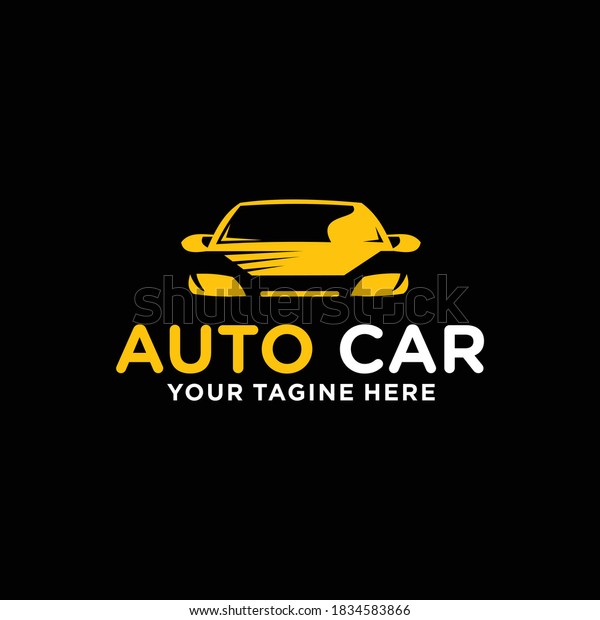 Yellow Car Logo Template Black Background Stock Vector (Royalty Free ...