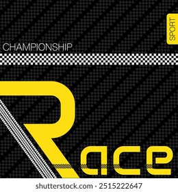 Yellow car and moto sports decals. Rectangle checkeres halftone designs for racing tournaments and competitions. Sample bold speed text words with linear patterns