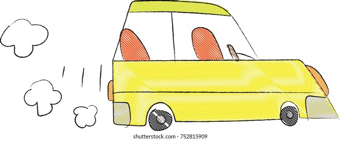 yellow car running