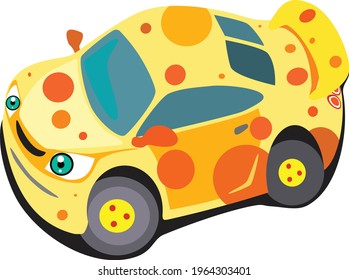Gelbes Auto mit Flecken. Vektorgrafik