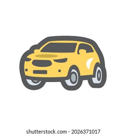 Yellow Car Symbol Vektorsymbol Cartoon Illustration.