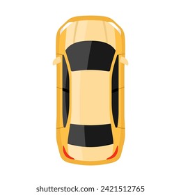 Yellow car top view vector illustration