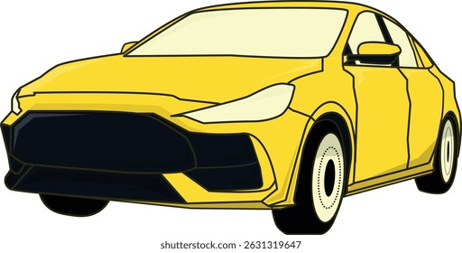 yellow car vector art illustration