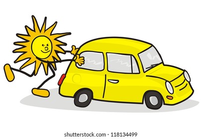 yellow car, vector icon