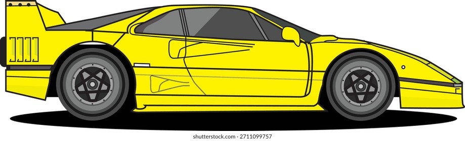 a yellow car vector illustration for print ready eps file