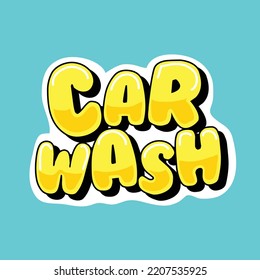 yellow car wash text logo in graffiti style font, suitable for carwash, sticker, automotive, merchandise