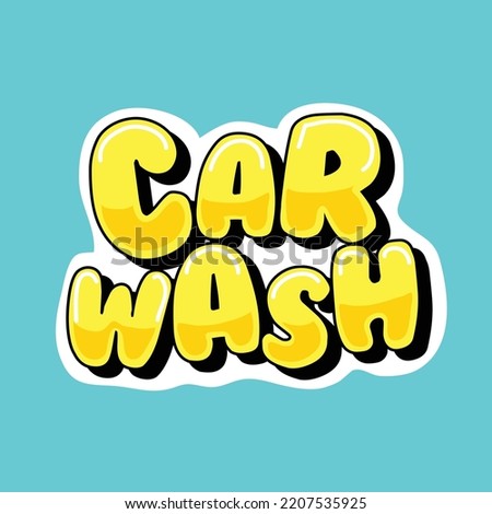 yellow car wash text logo in graffiti style font, suitable for carwash, sticker, automotive, merchandise