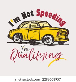A yellow car with the words t-shirt design template