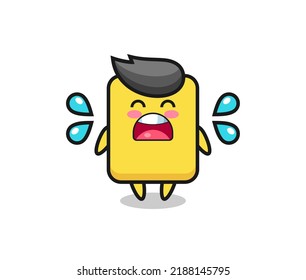 yellow card cartoon illustration with crying gesture , cute style design for t shirt, sticker, logo element