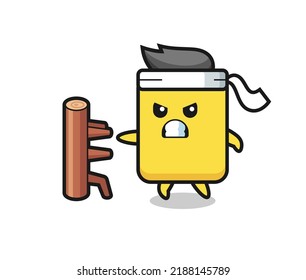 yellow card cartoon illustration as a karate fighter , cute style design for t shirt, sticker, logo element