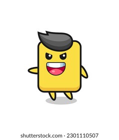 yellow card cartoon with very excited pose , cute style design for t shirt, sticker, logo element
