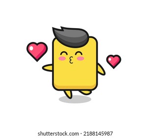 yellow card character cartoon with kissing gesture , cute style design for t shirt, sticker, logo element