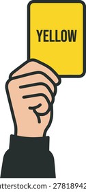 Yellow Card Displayed by Hand Signifying a Game Warning or Rule Infraction