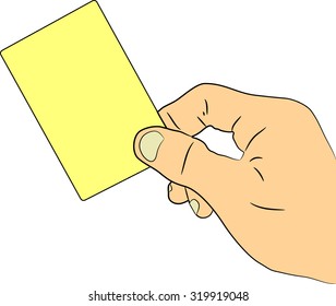 yellow card in hand