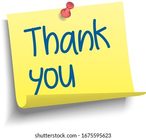 Yellow card with inscription "Thank you"