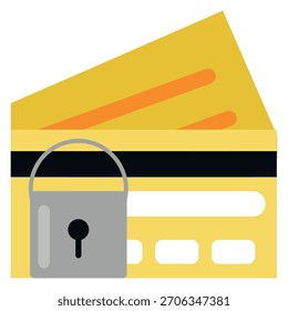 A yellow card with a lock on it and a card on top of it
