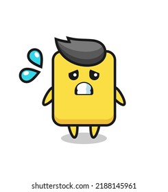 yellow card mascot character with afraid gesture , cute style design for t shirt, sticker, logo element