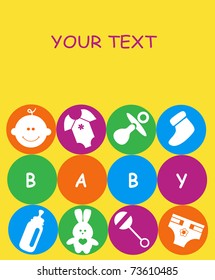 yellow card for newborn of toys and accesories