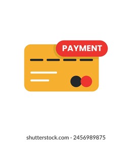 yellow card payment icon like cashless pay. flat style graphic trend modern abstract design retail logotype element isolated on white. concept of easy purchase of goods in the store with help ecard