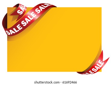 Yellow card with stylish red ribbon