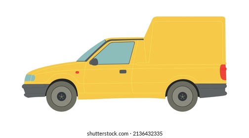 Yellow cargo minivan on a white background - Vector illustration
