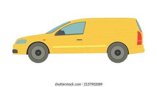 Yellow cargo minivan on a white background - Vector illustration