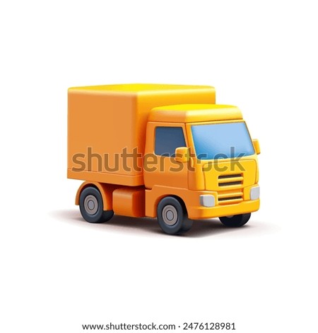 Yellow cargo truck, 3D. For the design concepts of freight transportation, logistics, and order delivery. Vector