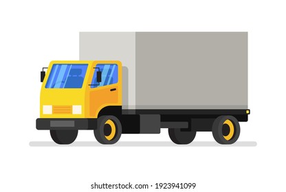 Yellow cargo van for delivery goods. Vector illustration.