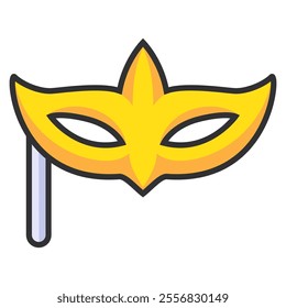 Yellow carnival mask on white background