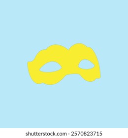 Yellow carnival mask vector illustration on blue background. Masquerade masks, for party, parade and carnival