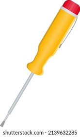 Gelber Tischlerschrauber, Illustration, Vektorgrafik auf weißem Hintergrund.