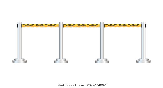 Yellow carpet with red ropes on golden stanchions. Exclusive event, movie premiere, gala, ceremony, awards concept. Vector illustration.
