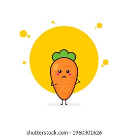 Yellow carrot curious cute character illustration