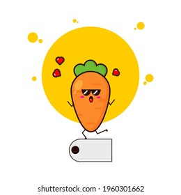 Yellow carrot with discount card cute character illustration