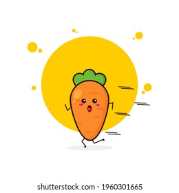 Yellow carrot run cute character illustration