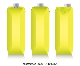 Yellow Carton Package Template for juice or dairy product : Vector Illustration
