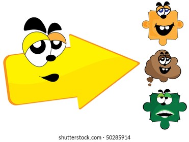 Flecha amarilla de dibujos animados