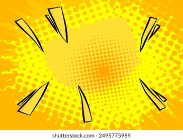 Fondo amarillo de la historieta, fondo abstracto del cómic. Diseño de ilustración de arte pop de cómics de Vector retro.
