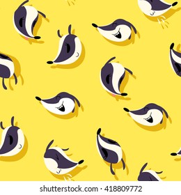 yellow cartoon badger seamless pattern