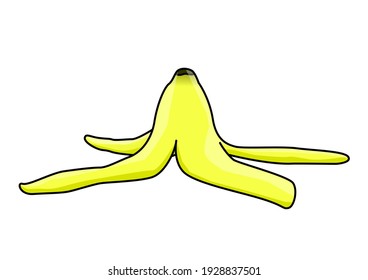 A Yellow Cartoon Banana Skin. A banana peel, called banana skin in British English, is the outer covering of the banana fruit. 