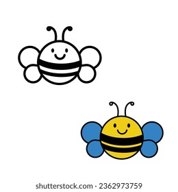 Yellow Cartoon Bee Vector Illustration