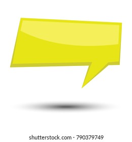 Yellow cartoon comic balloon speech bubble without phrases and with shadow. Vector illustration.