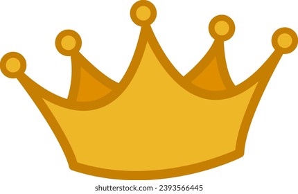 Corona de dibujos animados amarillos. Ilustración vectorial del accesorio real. Símbolo de poder