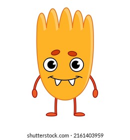 Yellow cartoon cute monster or alien. Children's character for games and applications. Vector illustration isolated on white background.