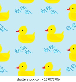 yellow cartoon duck.  seamless pattern 