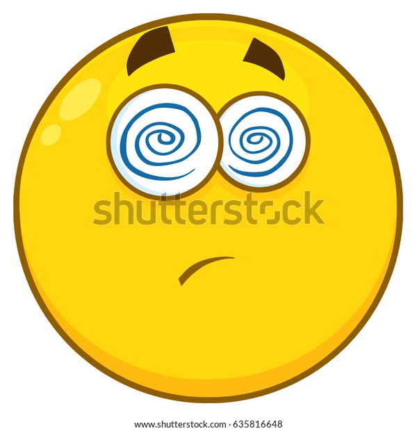 Yellow Cartoon Emoji Face Character With Hypnotized Expression And Protruding Tongue Vector 2523